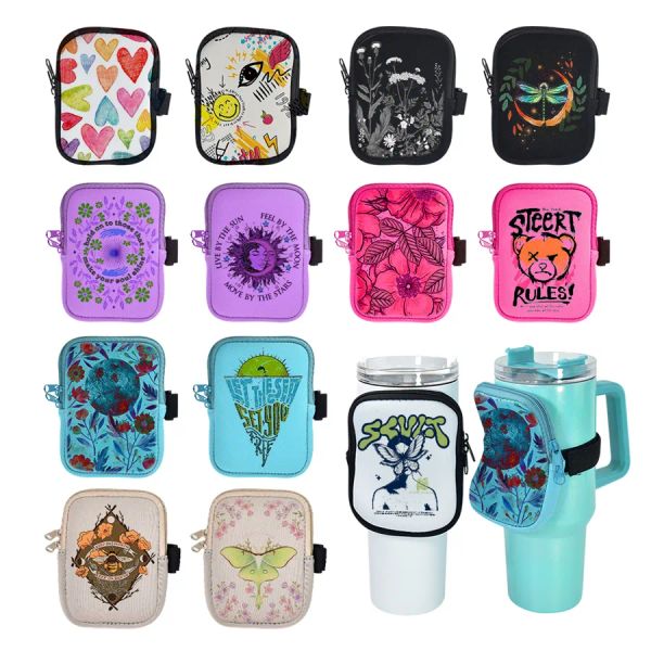 Garrafa de água de sublimação com zíper bolsa de armazenamento manga para 40oz tumbler neoprene garrafa de água titular tumbler transportadora saco titular para ll