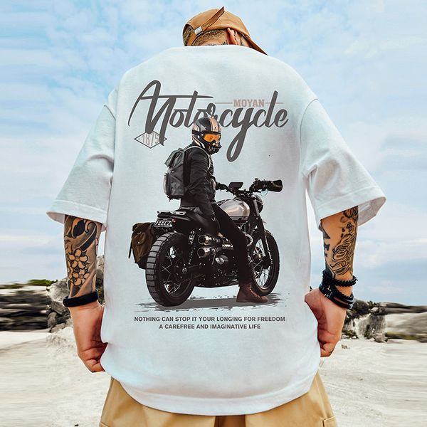 Homens camisetas American Street Clothing Motocicleta Homens Gráfico Impressão T-shirt Verão Casual Algodão Y2K T-shirt Hip Hop Moda Super Grande T-shirt 230718