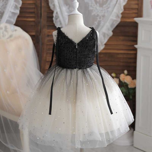 Abiti da ragazza Bretelle Vestito da ragazza con paillettes per 8 Spettacoli per eventi per bambini Abito elegante da principessa Festa di compleanno per bambini Abito da cigno nero