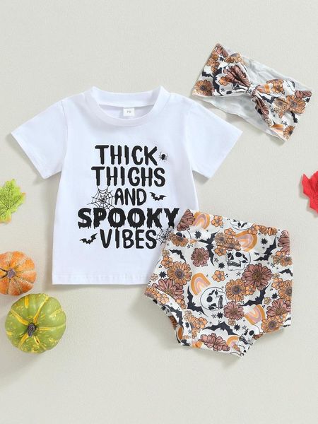 Kleidungssets Baby-Jungen-Halloween-Strampler-Set, schwarzer Langarm-Jumpsuit mit Kürbis-Aufdruck und gestreifte Hose, Mütze