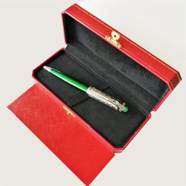 GIFPEN 5A Luxo Clássica Verde Azul Laca Barril Caneta Esferográfica Qualidade Prata Dourada Clipe Escrita Liso Escritório Escola Statione218G