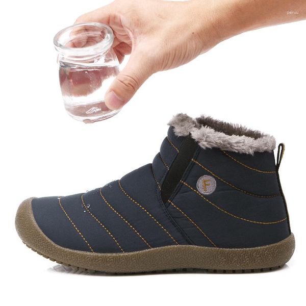 Botas à prova d'água bota de neve masculino feminino tamanho grande sapato de algodão inverno plus veludo quente ao ar livre nordeste plano tornozelo