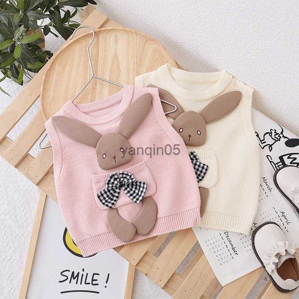 Pullover Frühling Neugeborenes Baby Mädchen Kleidung Jersey Strickpullover Pullover Weste Jacke für Mädchen Babykleidung Schleife Mäntel 1 Jahr Geburtstag Westen HKD230719