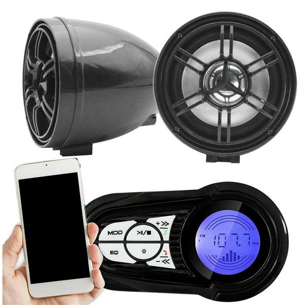 Subwoofer de áudio para motocicleta 2021 interface USB Bluetooth à prova d'água FM carro elétrico MP3 com display189r