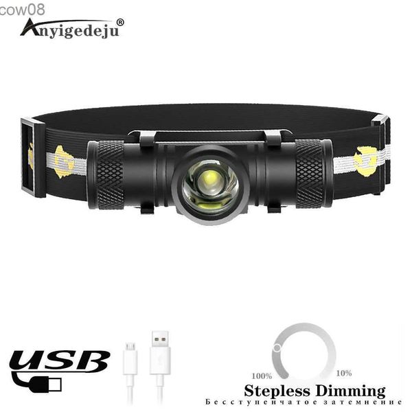 Proiettori Stepss Dimming D20 XML L2 D Lampada frontale Zoomab focus Potente faro 1000LM USB 18650 Torcia da testa Camping Fishing Lantern HKD230719