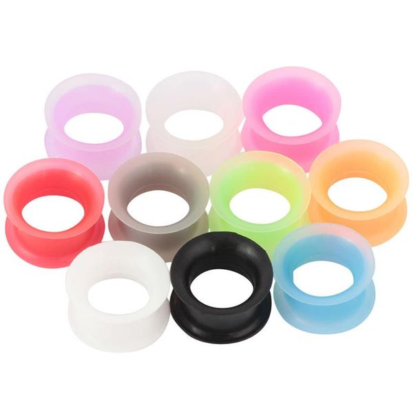 Tampões para os ouvidos finos e duplos flexíveis de silicone Flesh Tunnel Ear Expander Stretcher Earlets Brinco Gauges Piercing Jewelry243u