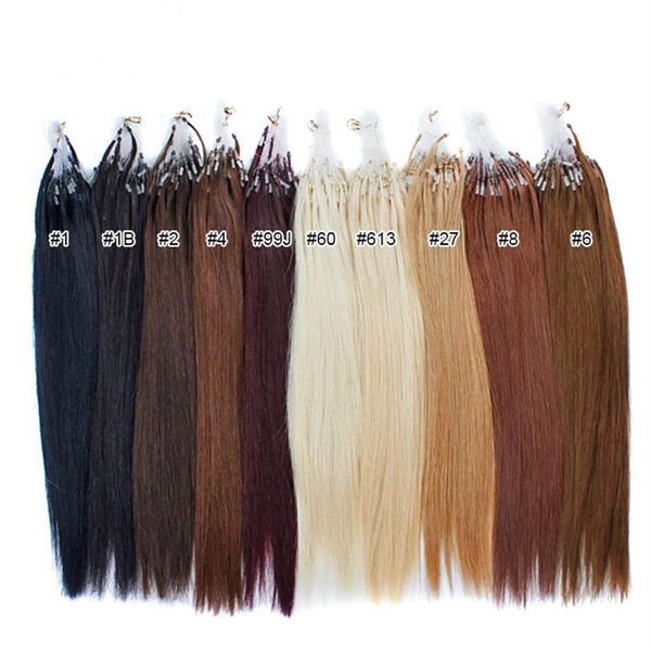 Whole- 14 - 24 0 8g s 160g lote 200s lote Micro Loop Hair Extensions 1# 1B# 2# 4# 6# 27# 99J# 27# 613# color hair246Y