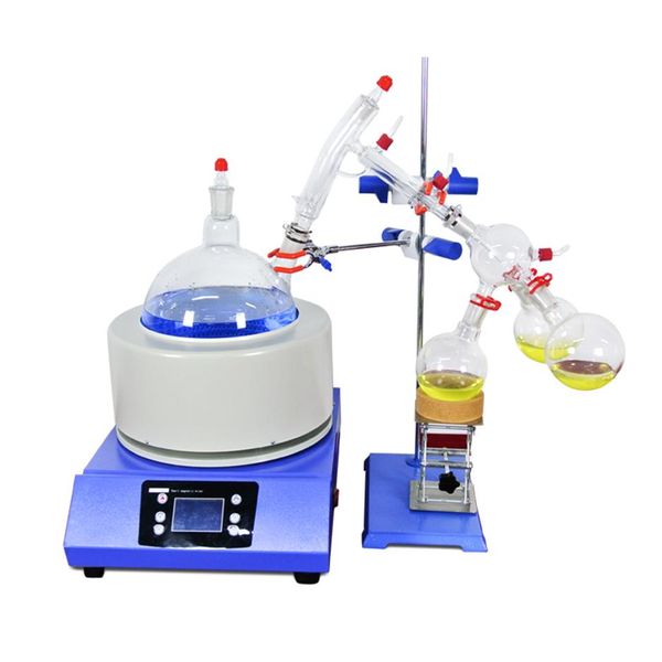 ZOIBKD Forniture di laboratorio Piccola distillazione a percorso breve Kit da 5 litri Mantello riscaldante per agitazione One-stop shopping ChillerPompa per vuoto225C