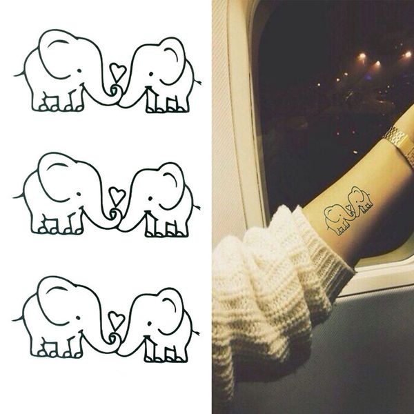 1 Pc Desenhos Animados Bebê Elefante Amor Padrão Tatuagens Flash Moda À Prova D' Água Removíveis Adesivos de Tatuagem Kawaii Etiquetas de Pele Falsa