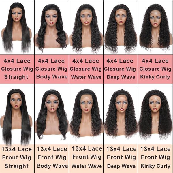 Передние парики с крышкой для человеческих волос для чернокожих женщин Реми Прямой Тело Глубокая волна с фронтальным предварительно окупаемым 4x4 13x4 K252F
