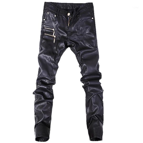 Nova moda masculina calças de couro skinny moto jeans retas calças casuais tamanho 28-36 A1031310k