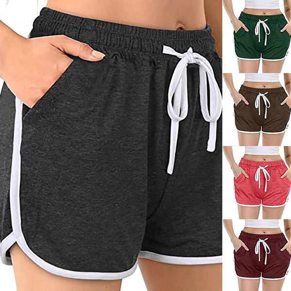 Damen-Shorts, lässig, einfarbig, Batik-Unterseite, Damen-Shorts mit Papiertasche, schlankmachende Damen