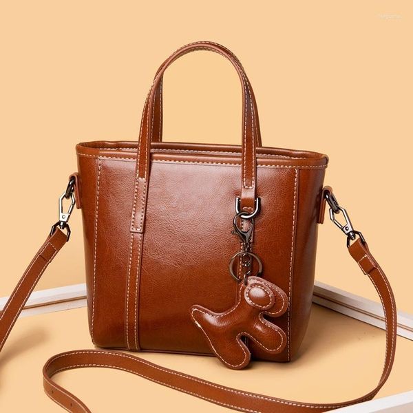 Abendtaschen Koreanische Mode Designer Handtasche Frauen Echtes Leder Casual Marke Vintage Tote Schwarz Crossbody Schulter Für Dame Shopper