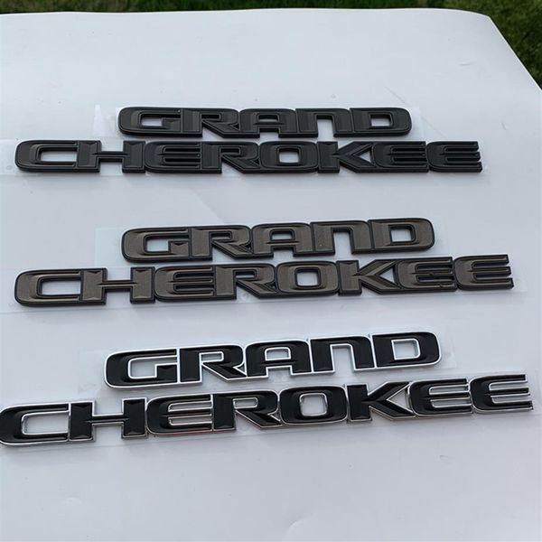 1 peça Emblema de letras pretas Estilo Portas laterais Etiqueta de identificação para acessório de carro Jeep Grand Cherokee com marca de cauda brilhante 258K