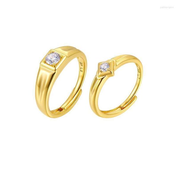 Alianças de Casamento MxGxFam (2 pçs/conjunto) Amante de Noivado Para Presentes Feminino Masculino 24 K Banhado a Ouro Puro Joias Moda