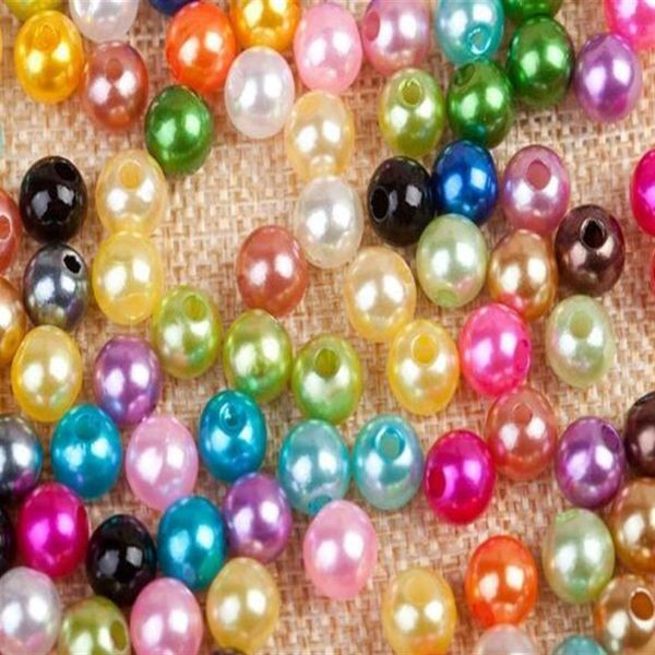 Mescolare i colori 8mm Abs Imitazione Perla Distanziatore Branelli allentati Per plastica rotonda Gioielli Collana charms Bracciale Fare risultati Regalo 100281d