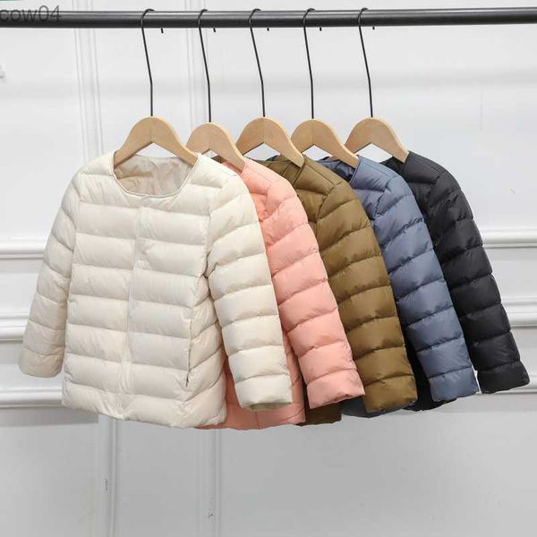 Daunenmantel 2022 Neue Herbst Kinder Weiße Ente Daunenjacken Mädchen Jungen Parkas Kragenlose Kinder Winterjacke Leichte Kleinkind Oberbekleidung L230625