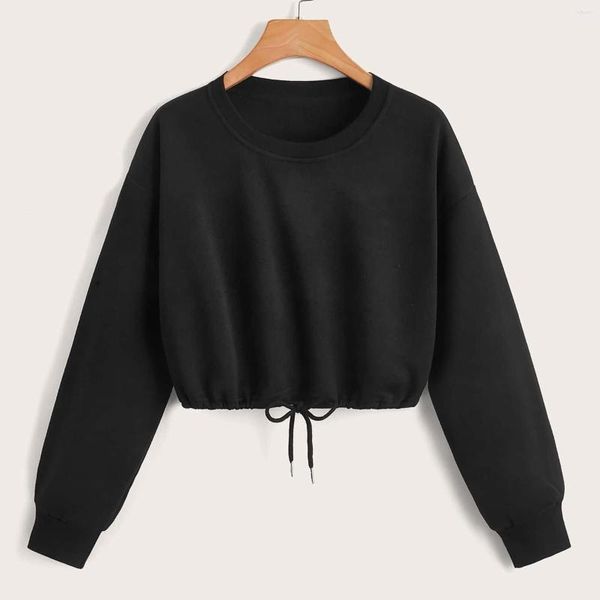 Damen-Kapuzenpullover mit Hut, koreanisches All-Match-Shorts-Sweatshirt, Harajuku-Crop-Top, Y2k-Gemütlicher Streetwear-Pullover, Ulzzang-Pullover