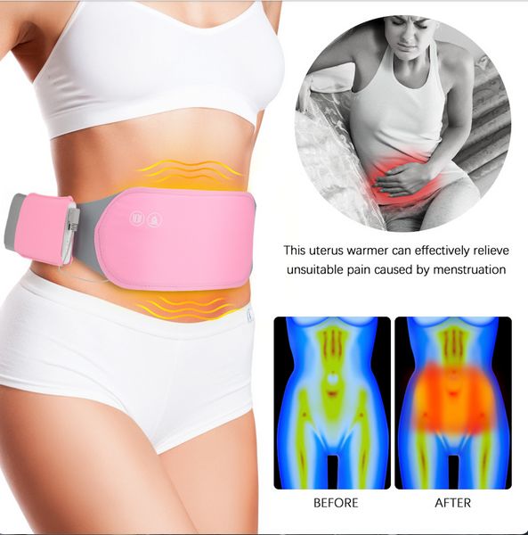 Almofada de aquecimento menstrual para mulheres, aquecimento inteligente, alívio da dor na cintura, cãibra, massageador abdominal vibratório, protetor abdominal, dispositivo elétrico para a cintura