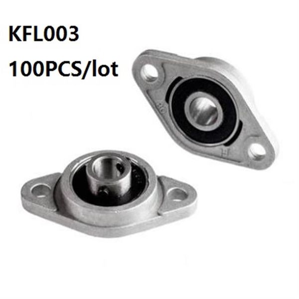 Lote de 100 peças KFL003 FL003 17mm unidades de rolamento de liga de zinco rolamentos de bloco de descanso rolamento de bloco de flange para peças de roteador CNC256C