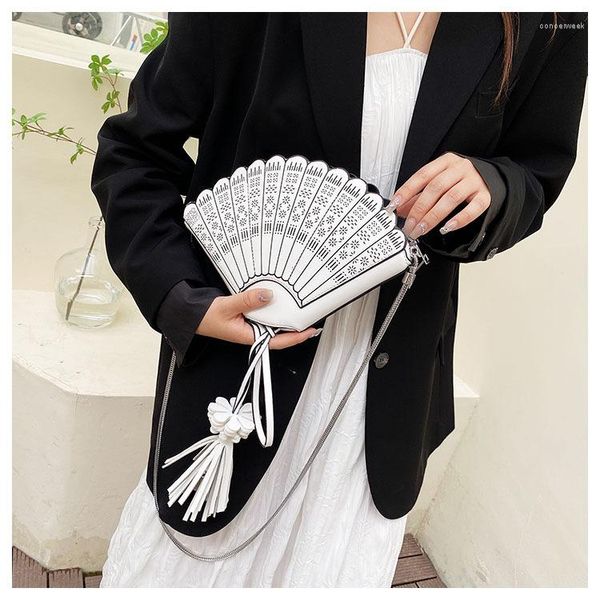 Abendtaschen Mode Einzigartige Designs Retro Chinesischen Stil Elegante Vintage Fan Form Clutch Bag Dame Schulter Umhängetasche Handtasche