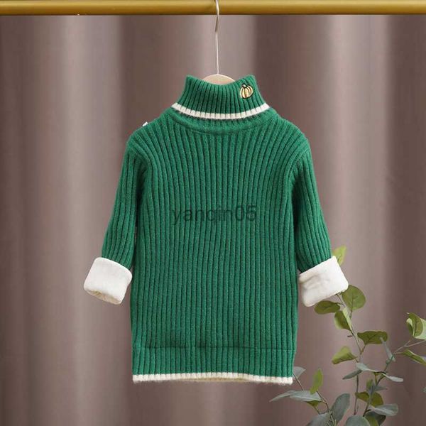 Pullover Maglioni Per Ragazzi Vestiti Invernali Ragazze Zucca Decorazione Moda Nuovi Bambini Dolcevita Spessore Caldo Morbido Bambini Maglieria Costom HKD230719