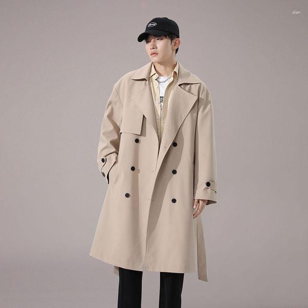 Trench da uomo Arrivo Cappotto tinta unita da uomo Slim Casual Streetwear Frangivento Abbigliamento da uomo Pantaloni Soprabito vintage Taglia W41