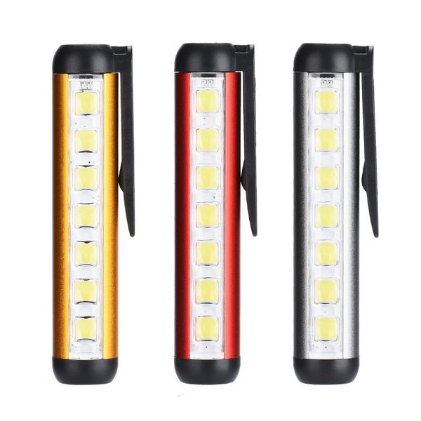 Mini-LED-Taschenlampe, multifunktionales LED-Spotlicht mit seitlichem Suchlicht, USB-betrieben, helle Lampe in Stiftgröße für Camping-Wandern