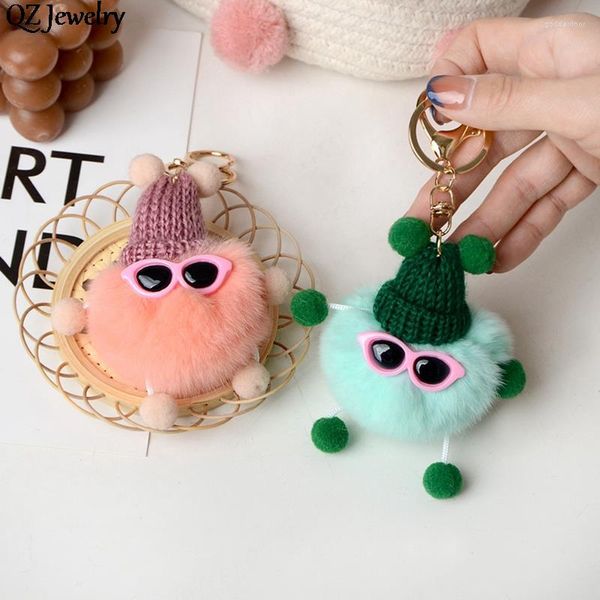 Keychains Soft Pompom Fluffy Plüsch Puppe Schlüsselbund niedliche Pelzkugel Elf Schlüsselkette für Frauen Mädchen Rucksack Anhänger Keyring Car Ring Geschenke