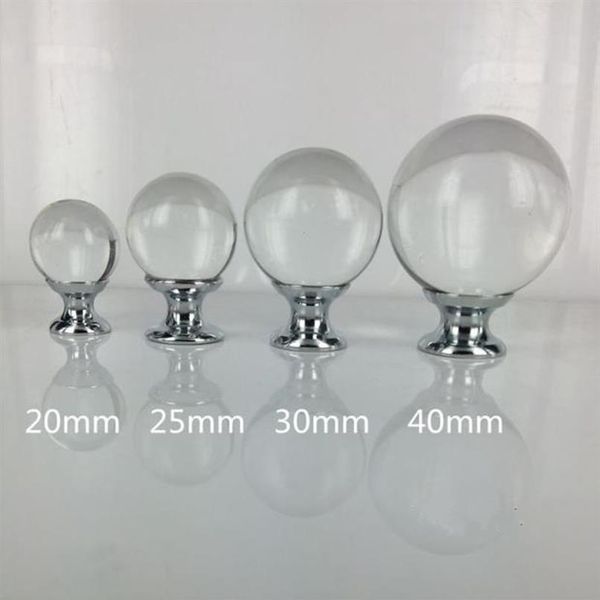 20mm 25mm 30mm 40mm pomelli per cassetti in vetro con tiranti in vetro argento cromato maniglie per porte comò a sfera in cristallo manopole per mobili moderni169q