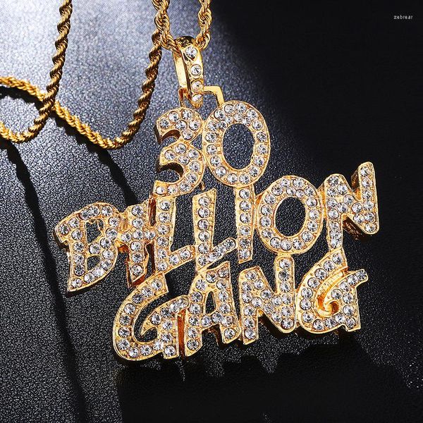 Collane con ciondolo HIP Hop Lettere in acciaio inossidabile pieno Parole Bling Iced Out Pendenti con catena a corda per uomo Donna Gioielli Color oro Party