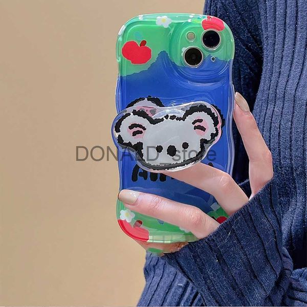 Handy-Fälle koreanische niedliche 3D-Tier-Koala-Ring-Halter-Standplatz klare weiche Telefonhülle für iPhone 11 12 Pro 14 Pro Max 13 XR X XS-Abdeckung J230719