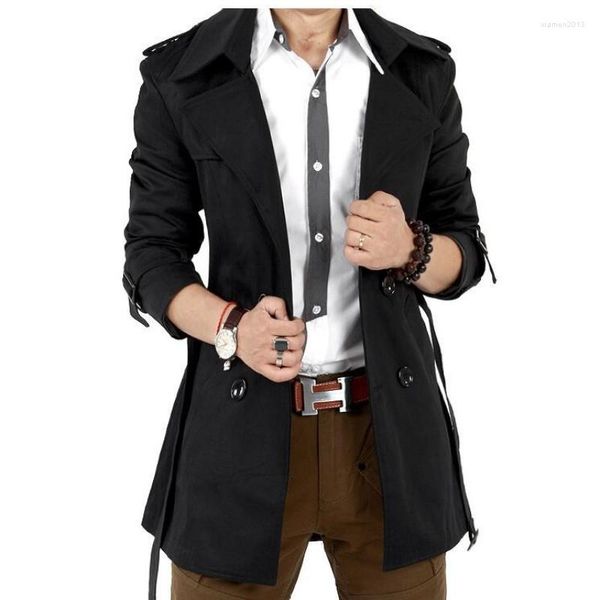 Männer Trenchcoats Windjacke Jacke Vintage Schwarz Khaki Frühling Herbst Business Männlich Zweireiher Retro Klassische Lange Mantel