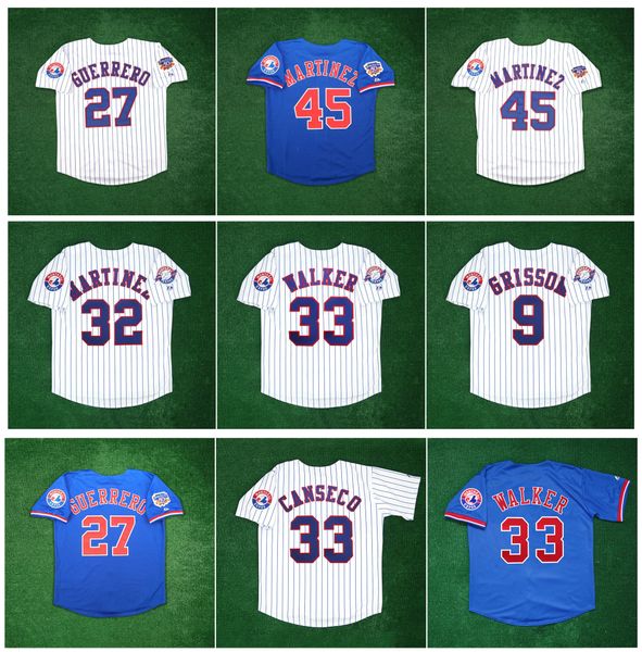 Vladimir Guerrero 1997 Montreal Expos Pedro Martinez Beyzbol Forması Dennis Martinez Larry Walker Marquis Grissom Canseco ile Jackie 50. 25. Yama Boyutu S-4XL