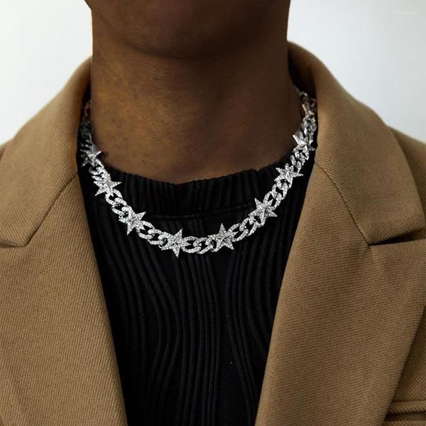 Цепи, продающие хип -хоп рэп с цепным звездным ожерельем украшения пентаграммы кубин для женщин, мужские