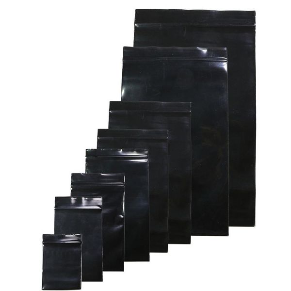 Siyah renk kendini sızdırmaz plastik torbalar poli torbalar fermuarlı torbalar siyah depolama paketleme çantası 10x15cm 20x30cm271e