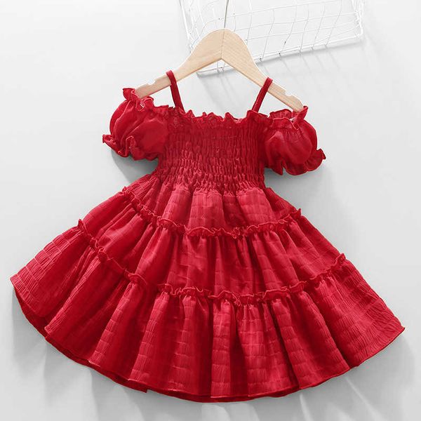 Vestidos para meninas 2023 vestidos para meninas com ombros caídos roupas infantis elegantes vestidos de festa de aniversário para meninas vestidos casuais de verão 2-8 anos R230719