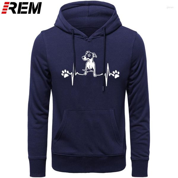 Moletons Masculinos REM Jack Russell Heartbeat Masculino Manga Longa Algodão Animal Homem Engraçado Roupas para Cachorros Moletons