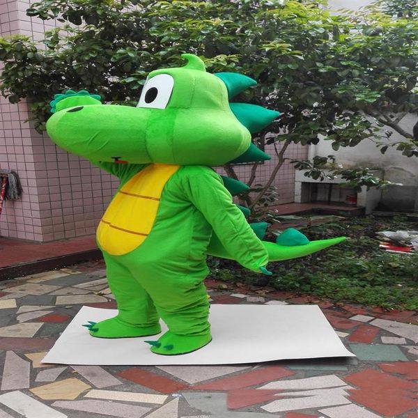 2019 Fabrik Grüner Drache Dinosaurier Maskottchen Kostüm Cartoon Kleidung Erwachsene Größe Kostümparty 306c