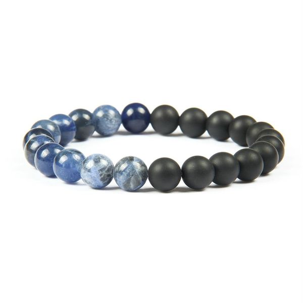 New Fashion Stone Jewelry Intero 10 pz / lotto 8mm Top Quality Natural Blue Vene Matte Agate Stone Beads Lucky Energy Bracciale F259M