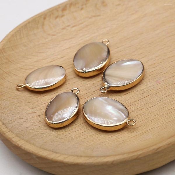 Charms Charm Natural Water-of-pearl Shells Pingente Oval DIY Colar Pulseira Brinco Jóias Acessórios Presente