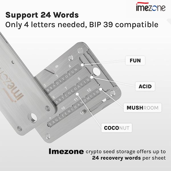 Altro materiale scolastico per ufficio iMeZone Seed Storage crittografato Crypto Wallet Cold Storage Backup 24 parole Key Phrase Storage Steel Plate Imezone tablet 230719