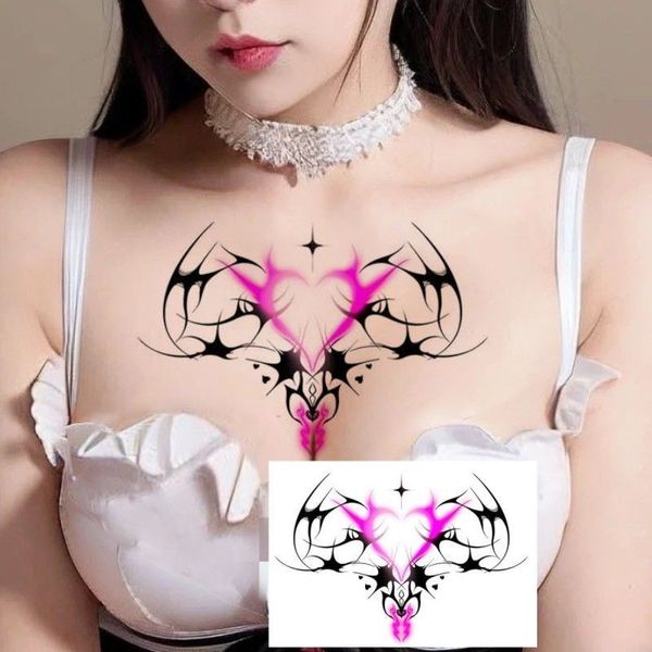 Succubus Herz Sexy Fake Tattoos für Frauen Temporäre Tätowierung, die Narben abdeckt, wasserdicht, Kunst-Tattoo-Aufkleber, Festival, billige Ware