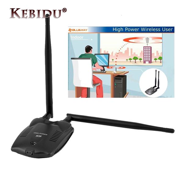 Localizadores Wi-Fi Kebidumei 300 Mbps Long Rang BT-N9100 Beini Adaptador Wi-Fi USB Placa de Rede Sem Fio RTL8192FU Alta Potência 3000mW Antena Dupla 230718