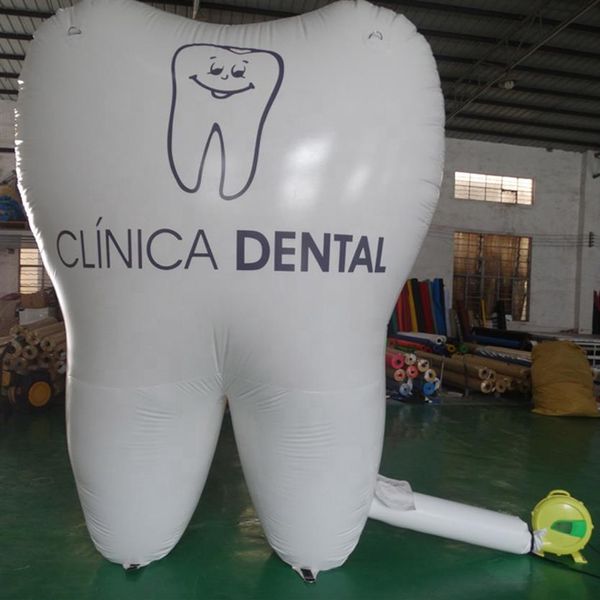 Balão modelo de dente inflável de tecido oxford grande de alta qualidade com logotipo personalizado para promoção de publicidade hospitalar 270A