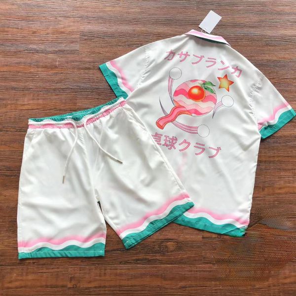 Erkek Girmiş Gömlek 1 Kazablanka Masa Tenis Desen Moda Kadın Dalgası Kısa Kollu Sokak Giyim Tshirt 230718