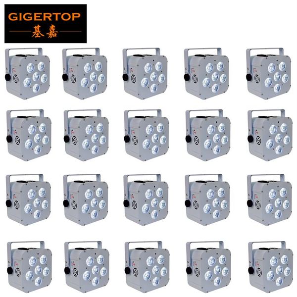 20xlot Beyaz Alüminyum Kılıf Kablosuz Pil Powered 6x18W Kare Sit LED PAR IŞIK RGBWA UV 6IN1 Renk Karıştırma DMX 6 1224y