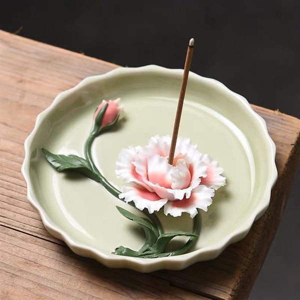Keramik Handgemachte Lotus Weihrauch Brenner Kreative 3D Blume Weihrauch Stick Halter Büro Wohnkultur Aroma Räuchergefäß Tee Haustier Ornamente256w