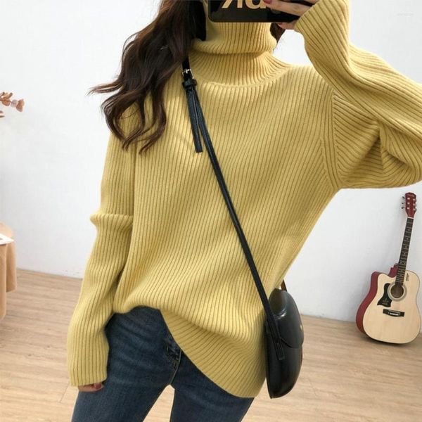 Kadın Sweaters Sonbahar Kış Moda Yavurucu Kalınlaştırılmış Kazak Kadınlar Beyaz Gevşek Gevşek All Maç Kazak Vintage İnce Sıcak Örme