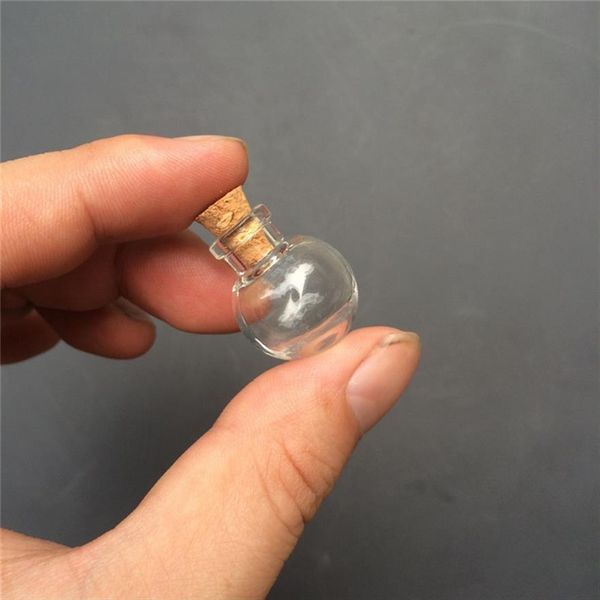 Collana con ciondoli per mini bottiglie a sfera rotonda Bottiglie di vetro piccole con fiala di vasetti di vetro regalo in sughero 100pcs320T